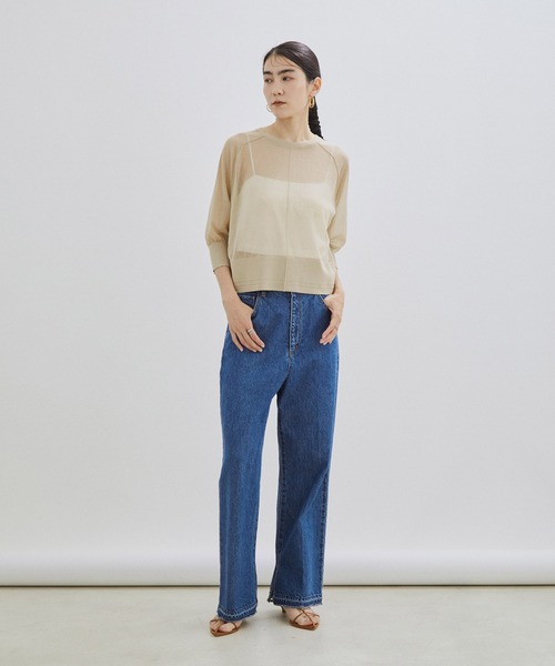 SALON adam et rope'（サロン アダム エ ロペ）の「コットンシアークルーネック2WAYカーディガン（カーディガン/ボレロ・レディース・ブラック/ライトグレー/グリーン・FREE）」の12枚目の写真