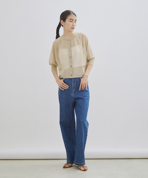 SALON adam et rope'（サロン アダム エ ロペ）の「コットンシアークルーネック2WAYカーディガン（カーディガン/ボレロ・レディース・ブラック/ライトグレー/グリーン・FREE）」の15枚目の写真