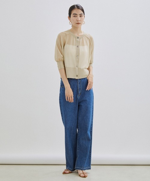 SALON adam et rope'（サロン アダム エ ロペ）の「コットンシアークルーネック2WAYカーディガン（カーディガン/ボレロ・レディース・ブラック/ライトグレー/グリーン・FREE）」の18枚目の写真