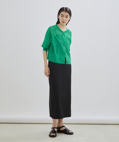 SALON adam et rope'（サロン アダム エ ロペ）の「コットンシアークルーネック2WAYカーディガン（カーディガン/ボレロ・レディース・ブラック/ライトグレー/グリーン・FREE）」の10枚目の写真