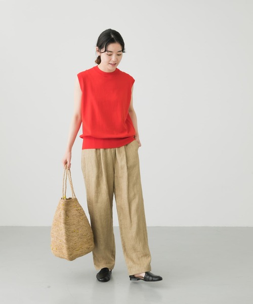 かぐれ（カグレ）の「コットンシルクノースリーブプルオーバー（ニット/セーター・レディース・ネイビー/レッド/ブラック・FREE）」の4枚目の写真