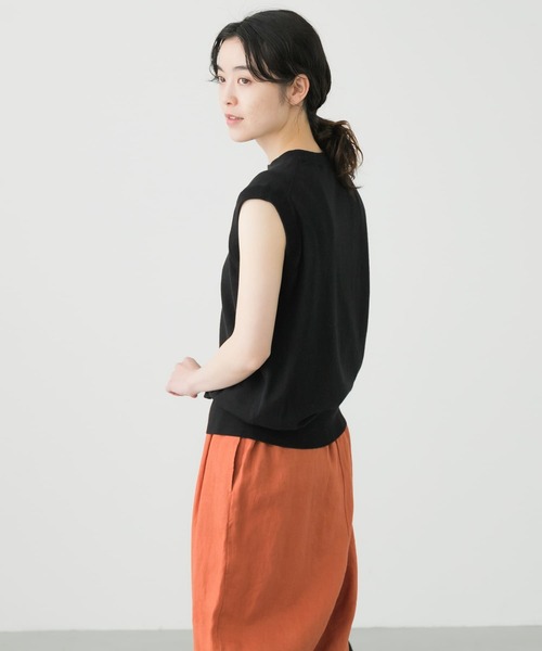 かぐれ（カグレ）の「コットンシルクノースリーブプルオーバー（ニット/セーター・レディース・ネイビー/レッド/ブラック・FREE）」の5枚目の写真