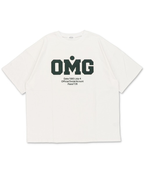 SPINNS（スピンズ）の「【ゆったりシルエット】OMGカレッジロゴ刺繍デザイン 半袖ビッグTシャツ（Tシャツ/カットソー・レディース・ネイビー/ピンク/オフホワイト/ブラック/オートミール・ONESIZE）」の8枚目の写真