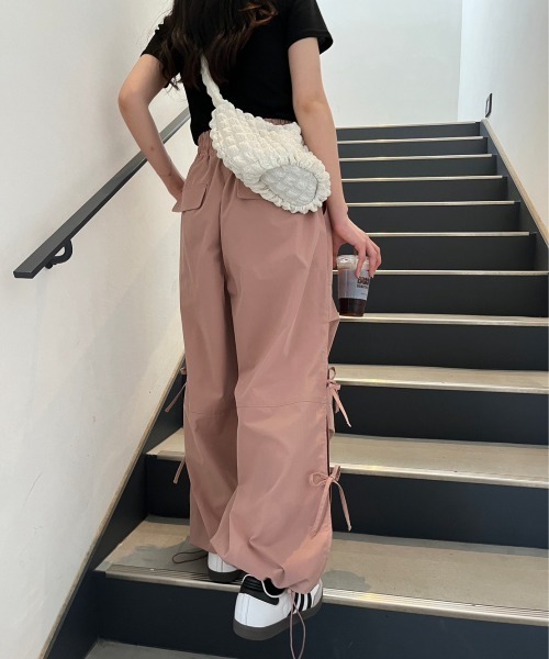 ルネ♡サイドリボン　パンツ セール】【低身長用サイズあり】サイドリボンスノーパンツ