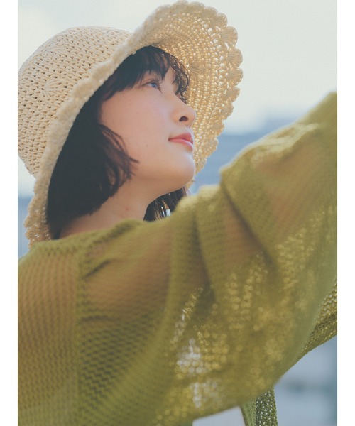 ehka sopo（エヘカソポ）の「ボリュームスリーブメッシュカーディガン（カーディガン/ボレロ・レディース・オフホワイト/モカ/ブラック/グリーン・F）」の7枚目の写真