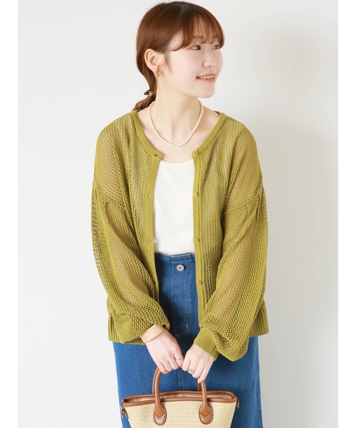 ehka sopo（エヘカソポ）の「ボリュームスリーブメッシュカーディガン（カーディガン/ボレロ・レディース・オフホワイト/モカ/ブラック/グリーン・F）」の14枚目の写真