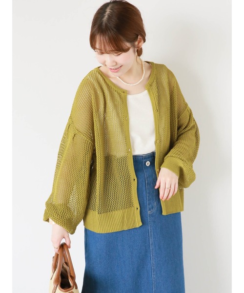 ehka sopo（エヘカソポ）の「ボリュームスリーブメッシュカーディガン（カーディガン/ボレロ・レディース・オフホワイト/モカ/ブラック/グリーン・F）」の15枚目の写真