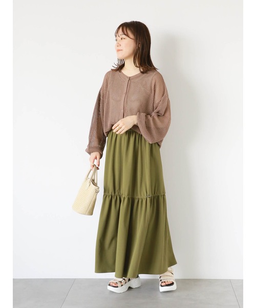 ehka sopo（エヘカソポ）の「ボリュームスリーブメッシュカーディガン（カーディガン/ボレロ・レディース・オフホワイト/モカ/ブラック/グリーン・F）」の22枚目の写真