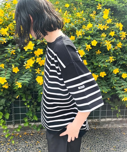 MONT KEMMEL(モンケメル)の「【 MONT KEMMEL / モンケメル 】オーバーサイズ バスクTシャツ 半袖 BASQUE SH SS(Tシャツ/カットソー・レディース・グリーン/ホワイト/ターコイズブルー/オレンジ/ブルー/ブラック・36)」の12枚目の写真