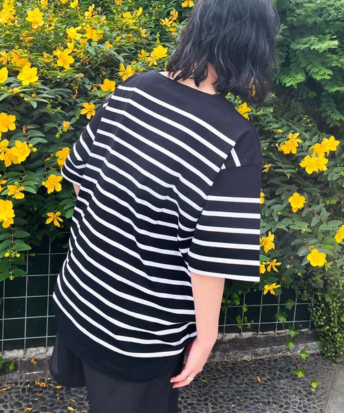 MONT KEMMEL(モンケメル)の「【 MONT KEMMEL / モンケメル 】オーバーサイズ バスクTシャツ 半袖 BASQUE SH SS(Tシャツ/カットソー・レディース・グリーン/ホワイト/ターコイズブルー/オレンジ/ブルー/ブラック・36)」の15枚目の写真