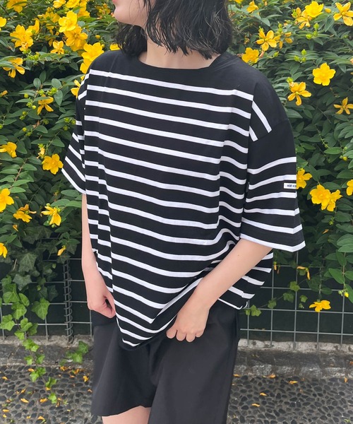 MONT KEMMEL(モンケメル)の「【 MONT KEMMEL / モンケメル 】オーバーサイズ バスクTシャツ 半袖 BASQUE SH SS(Tシャツ/カットソー・レディース・グリーン/ホワイト/ターコイズブルー/オレンジ/ブルー/ブラック・36)」の16枚目の写真