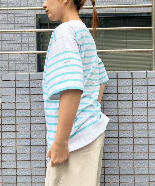 MONT KEMMEL(モンケメル)の「【 MONT KEMMEL / モンケメル 】オーバーサイズ バスクTシャツ 半袖 BASQUE SH SS(Tシャツ/カットソー・レディース・グリーン/ホワイト/ターコイズブルー/オレンジ/ブルー/ブラック・36)」の17枚目の写真