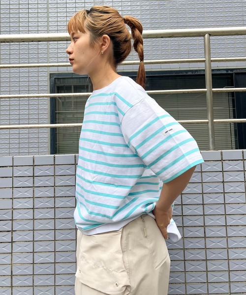 MONT KEMMEL(モンケメル)の「【 MONT KEMMEL / モンケメル 】オーバーサイズ バスクTシャツ 半袖 BASQUE SH SS(Tシャツ/カットソー・レディース・グリーン/ホワイト/ターコイズブルー/オレンジ/ブルー/ブラック・36)」の19枚目の写真
