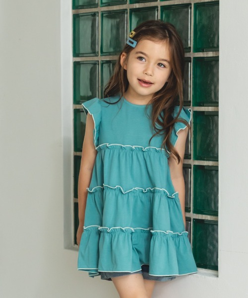 pairmanon(ペアマノン)の「配色メローティアードワンピース(ワンピース・キッズ・パープル/ピンク/ブルー/テラコッタ・130/90/140/120/100/150/110)」の3枚目の写真