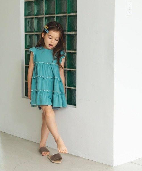 pairmanon(ペアマノン)の「配色メローティアードワンピース(ワンピース・キッズ・パープル/ピンク/ブルー/テラコッタ・130/90/140/120/100/150/110)」の8枚目の写真