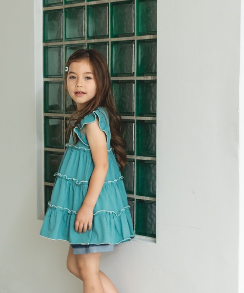 pairmanon(ペアマノン)の「配色メローティアードワンピース(ワンピース・キッズ・パープル/ピンク/ブルー/テラコッタ・130/90/140/120/100/150/110)」の9枚目の写真