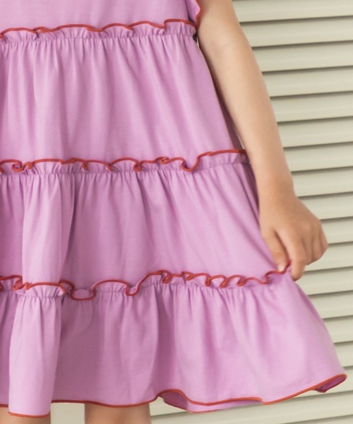pairmanon(ペアマノン)の「配色メローティアードワンピース(ワンピース・キッズ・パープル/ピンク/ブルー/テラコッタ・130/90/140/120/100/150/110)」の10枚目の写真