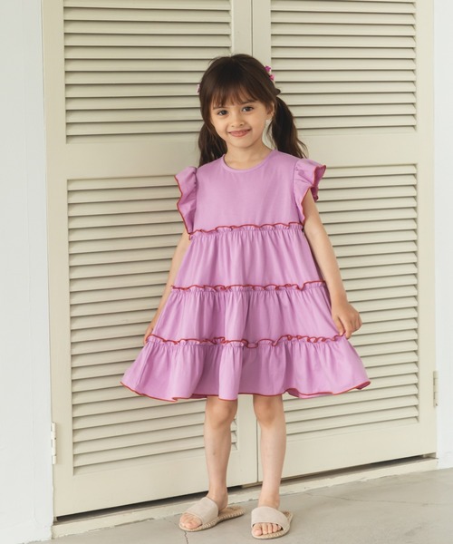 pairmanon(ペアマノン)の「配色メローティアードワンピース(ワンピース・キッズ・パープル/ピンク/ブルー/テラコッタ・130/90/140/120/100/150/110)」の11枚目の写真