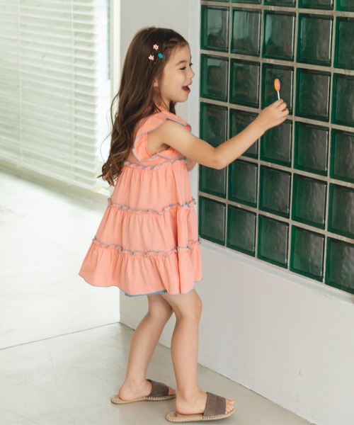 pairmanon(ペアマノン)の「配色メローティアードワンピース(ワンピース・キッズ・パープル/ピンク/ブルー/テラコッタ・130/90/140/120/100/150/110)」の13枚目の写真