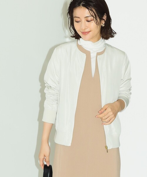 B:MING by BEAMS（ビーミングバイビームス）の「B:MING by BEAMS / 撥水 ノーカラー ブルゾン（ブルゾン・レディース・ダークネイビー/モカ/ホワイト系その他・SMALL/MEDIUM）」の2枚目の写真