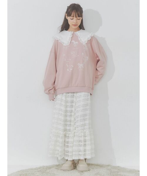 merry jenny（メリージェニー）の「猫図鑑スウェット（スウェット・レディース・オフホワイト/チャコールグレー/ピンク・FREE）」の13枚目の写真