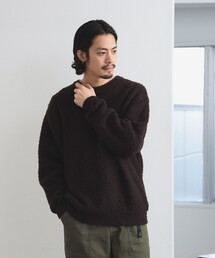 B:MING by BEAMS / ダブルジャカード シャギー クルーネックニット