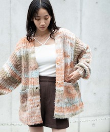 WEGO | WEGO/【23年秋冬新作】マルチボーダーブラッシュニットカーデ(カーディガン/ボレロ)
