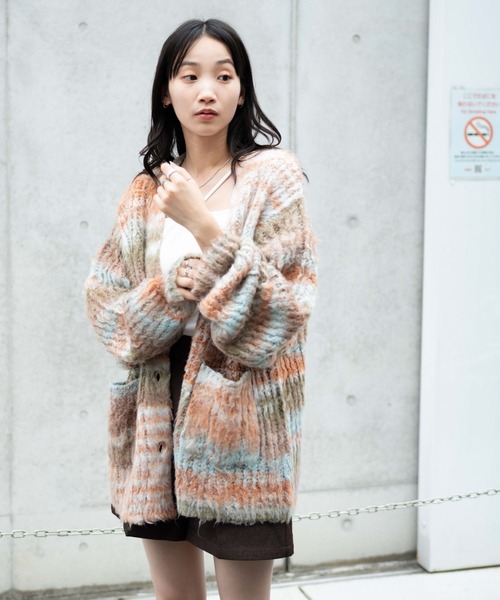 WEGO（ウィゴー）の「WEGO/マルチボーダーブラッシュニットカーデ（カーディガン/ボレロ・レディース・その他3/その他1/その他2・FREE）」の18枚目の写真