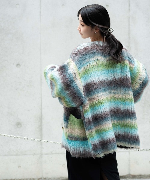 WEGO（ウィゴー）の「WEGO/マルチボーダーブラッシュニットカーデ（カーディガン/ボレロ・レディース・その他3/その他1/その他2・FREE）」の21枚目の写真