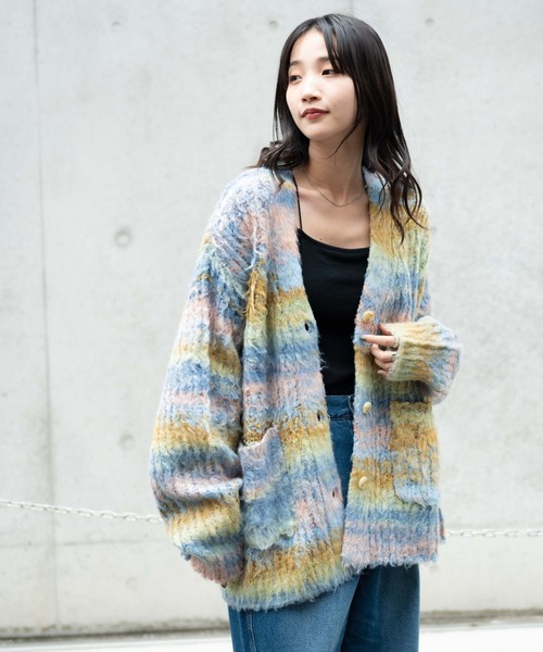 WEGO（ウィゴー）の「WEGO/マルチボーダーブラッシュニットカーデ（カーディガン/ボレロ・レディース・その他3/その他1/その他2・FREE）」の16枚目の写真