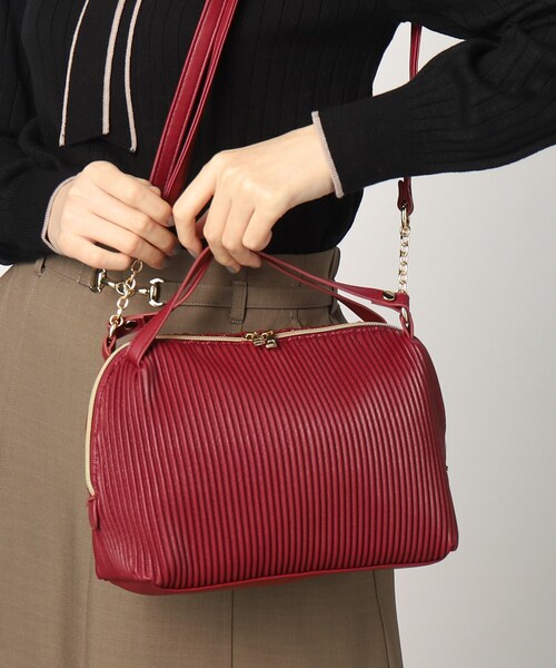 grove（グローブ）の「◆プリーツチェーンショルダー（ショルダーバッグ・レディース・ガンメタ/ライトグレー/アイボリー/ブラック/レッド系1・00）」の5枚目の写真