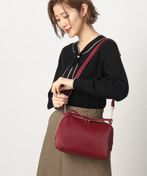 grove（グローブ）の「◆プリーツチェーンショルダー（ショルダーバッグ・レディース・ガンメタ/ライトグレー/アイボリー/ブラック/レッド系1・00）」の19枚目の写真