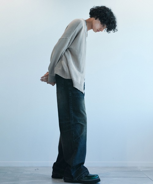 aimoha（アイモハ）の「aimoha menヴィンテージ加工ワイドデニムパンツ（デニムパンツ・メンズ・ブラック・SMALL/MEDIUM/LARGE/X-LARGE）」の20枚目の写真