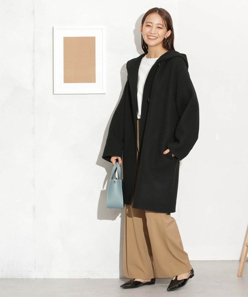 NANO universe（ナノユニバース）の「スーパー140ウールリバーフードコート（その他アウター・レディース・ブラック/アイボリー/ライトグリーン・S/M）」の21枚目の写真