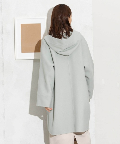 NANO universe（ナノユニバース）の「スーパー140ウールリバーフードコート（その他アウター・レディース・ブラック/アイボリー/ライトグリーン・S/M）」の14枚目の写真