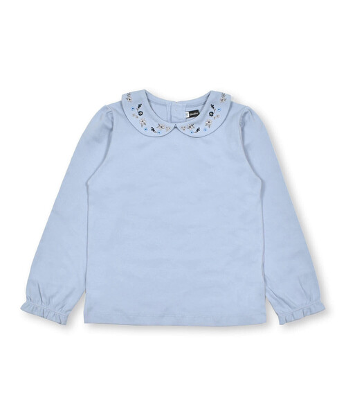 BeBe(ベベ)の「フラワー刺繍丸襟スムースブラウス(90~150cm)(シャツ/ブラウス・キッズ・ブルー/オフホワイト・120cm/100cm/150cm/130cm/140cm/110cm/90cm)」の8枚目の写真