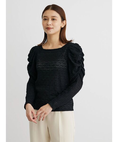 Petit fleur(プチフルール)の「・Petit Fleur フラワーレースプルオーバー(Tシャツ/カットソー・レディース・アイボリー/ブラック/ホワイト×ブラック・FREE)」の11枚目の写真