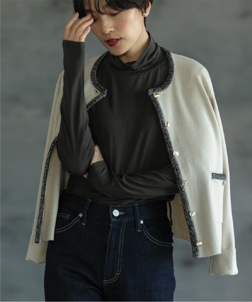 OPAQUE.CLIP（オペークドットクリップ）の「◆タートルネックカットソー/ネオサーモ【蓄熱素材/洗濯機洗い可】（Tシャツ/カットソー・レディース・チャコールグレー/オフホワイト/ブラック系2/ブラック・36/40/38/42/34）」の17枚目の写真