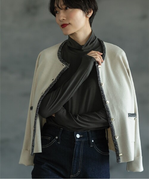 OPAQUE.CLIP（オペークドットクリップ）の「◆タートルネックカットソー/ネオサーモ【蓄熱素材/洗濯機洗い可】（Tシャツ/カットソー・レディース・チャコールグレー/オフホワイト/ブラック系2/ブラック・36/40/38/42/34）」の19枚目の写真