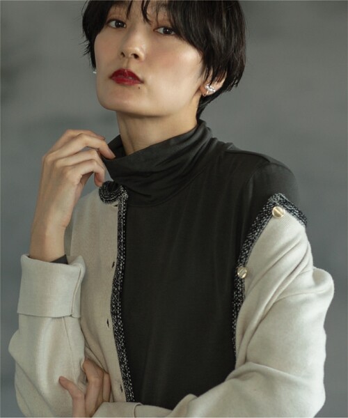 OPAQUE.CLIP（オペークドットクリップ）の「◆タートルネックカットソー/ネオサーモ【蓄熱素材/洗濯機洗い可】（Tシャツ/カットソー・レディース・チャコールグレー/オフホワイト/ブラック系2/ブラック・36/40/38/42/34）」の20枚目の写真