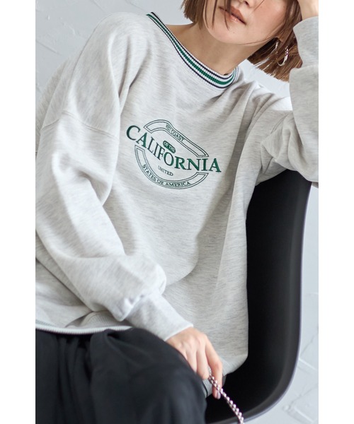 &. NOSTALGIA（アンドドットノスタルジア）の「【ZOZO限定】ラインリブロゴ刺繍ビッグスウェット（スウェット・レディース・オートミール/ブラック・FREE）」の2枚目の写真
