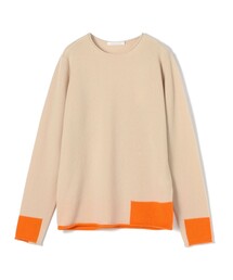 美品　ギャルリーヴィー バイカラーニット　ベージュ×オレンジ　カシミヤ100% GALERIE VIE（ギャルリー ヴィー）の「スコットランドカシミヤ クルー