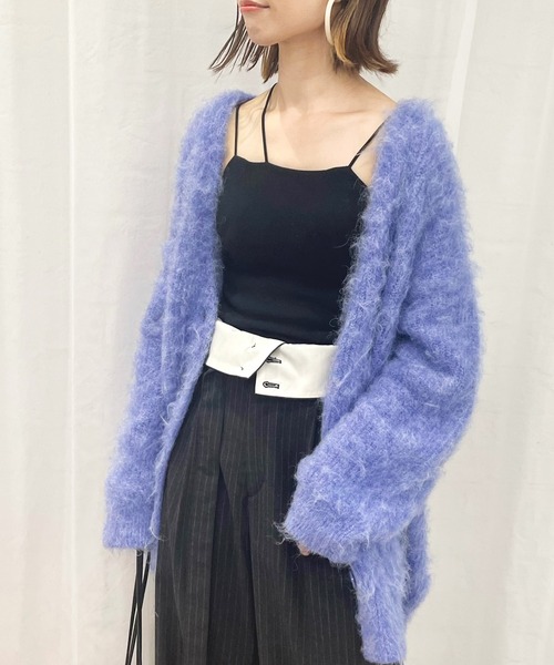 VIS(ビス)の「毛混Vネックシャギーカーディガン(カーディガン/ボレロ・レディース・チャコールグレー/ブルー系その他4/オフホワイト・FREE)」の3枚目の写真