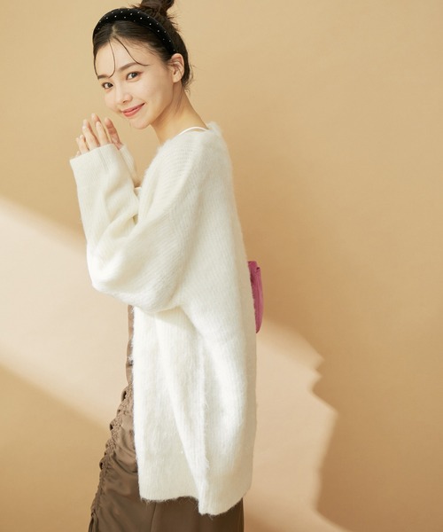 VIS(ビス)の「毛混Vネックシャギーカーディガン(カーディガン/ボレロ・レディース・チャコールグレー/ブルー系その他4/オフホワイト・FREE)」の7枚目の写真