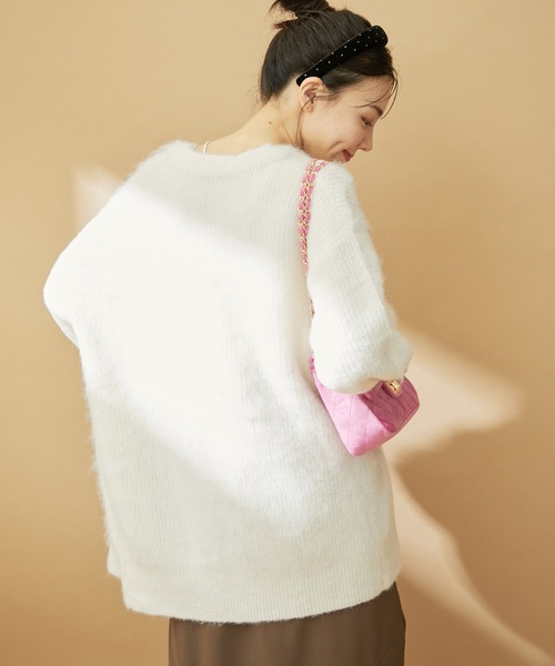 VIS(ビス)の「毛混Vネックシャギーカーディガン(カーディガン/ボレロ・レディース・チャコールグレー/ブルー系その他4/オフホワイト・FREE)」の8枚目の写真