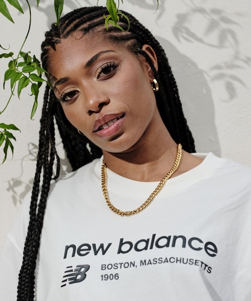 NEW BALANCE(ニューバランス)の「NB Essentials Linear Heritage オーバーサイズ ショートスリーブTシャツ(Tシャツ/カットソー・レディース・モスグリーン/ブラック/ホワイト・X-LARGE/LARGE/SMALL/MEDIUM)」の7枚目の写真