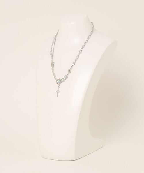 tone(トーン)の「【88eighty-eight】パンククリスタル不規則チェーンネックレス【import】(MA)(ネックレス・レディース・シルバー・FREE)」の6枚目の写真