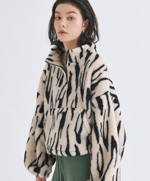 coca（coca）（コカ）の「【WEB限定】ボアハーフジップブルゾン（ブルゾン・レディース・キャメル/アイボリー/ブラック/カーキ/A/チャコール/ライトベージュ/その他・M/L）」の8枚目の写真