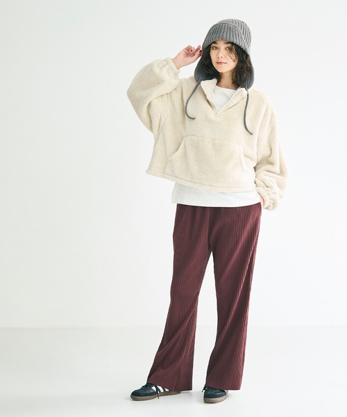 coca（coca）（コカ）の「【WEB限定】ボアハーフジップブルゾン（ブルゾン・レディース・キャメル/アイボリー/ブラック/カーキ/A/チャコール/ライトベージュ/その他・M/L）」の10枚目の写真