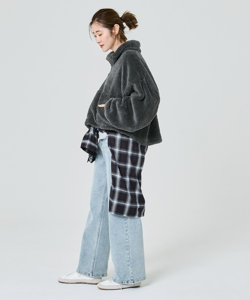 coca（coca）（コカ）の「【WEB限定】ボアハーフジップブルゾン（ブルゾン・レディース・キャメル/アイボリー/ブラック/カーキ/A/チャコール/ライトベージュ/その他・M/L）」の15枚目の写真